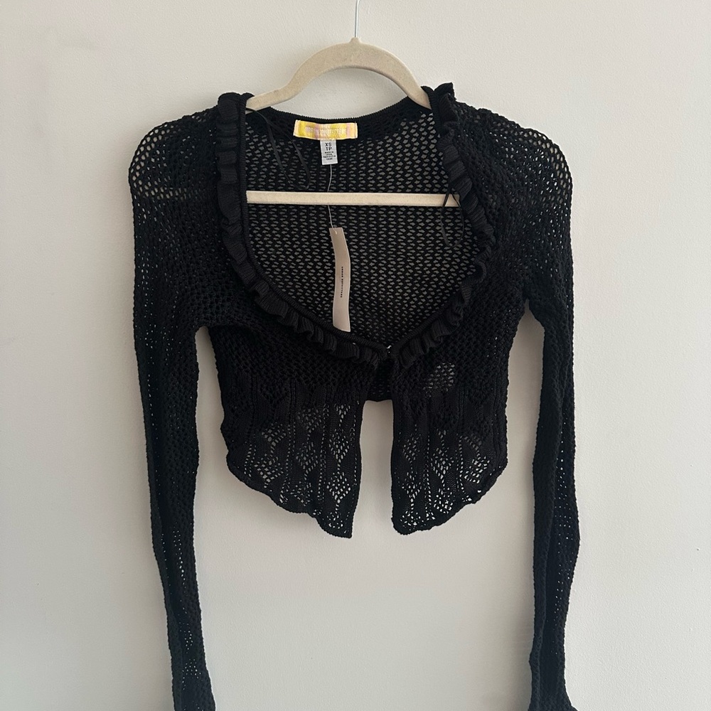 Urban outfitters Black Crochet cropped cardigan